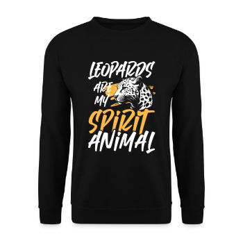 Leopard Raubkatze Raubtier - Unisex Pullover - Schwarz - Vorne - Alina (178cm) & Michal (187cm)