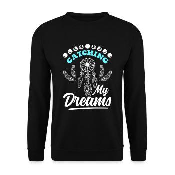 Des plumes rêveuses souhaitant l’ésotérisme - Sweat-shirt Unisexe - noir - Devant - Alina (178cm) & Michal (187cm)