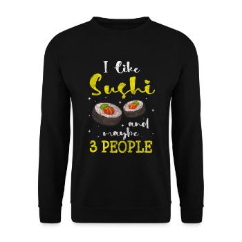 Sushi Fleisch Kawaii - Unisex Pullover - Schwarz - Vorne - Alina (178cm) & Michal (187cm)