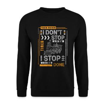 Modellbahn Lokführer Modellbau Sammler - Unisex Pullover - Schwarz - Vorne - Alina (178cm) & Michal (187cm)