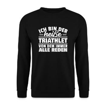 Heißer Triathlet - Unisex Pullover - Schwarz - Vorne - Alina (178cm) & Michal (187cm)