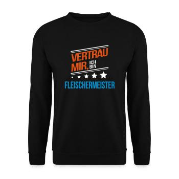 Fleischermeister Beruf Geschenk - Unisex Pullover - Schwarz - Vorne - Alina (178cm) & Michal (187cm)