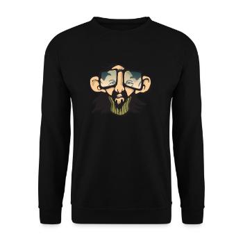 Kühler Mann mit Brille - Unisex Pullover - Schwarz - Vorne - Alina (178cm) & Michal (187cm)
