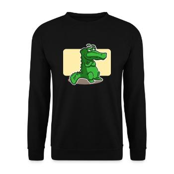 süsses Krokodil - Unisex Pullover - Schwarz - Vorne - Alina (178cm) & Michal (187cm)
