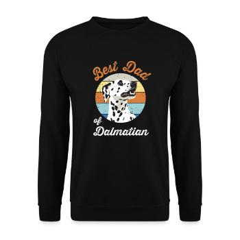 Dalmatiner Design Beste Hundepapa Vintage - Unisex Pullover - Schwarz - Vorne - Alina (178cm) & Michal (187cm)