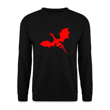 Rotes Drachen Motiv - Unisex Pullover - Schwarz - Vorne - Alina (178cm) & Michal (187cm)