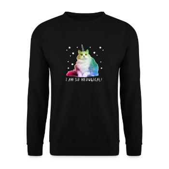 Katze Einhorn Meowgical Süße Katze Geschenk bunt - Unisex Pullover - Schwarz - Vorne - Alina (178cm) & Michal (187cm)