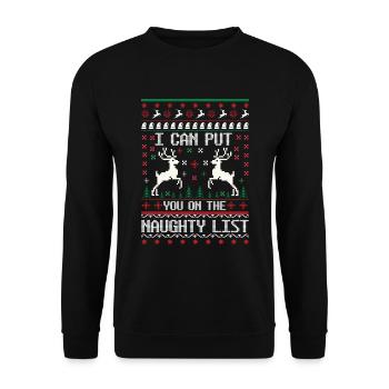 Nice Naughty versuchte mein bestes hässliches Weihnachten - Unisex Pullover - Schwarz - Vorne - Alina (178cm) & Michal (187cm)