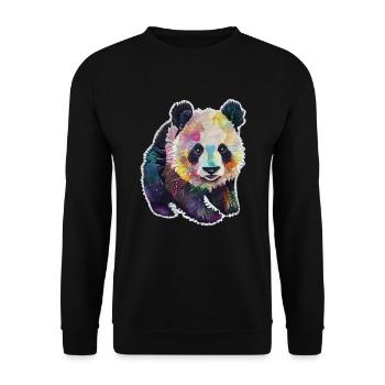 BABY PANDA AQUARELL - Unisex Pullover - Schwarz - Vorne - Alina (178cm) & Michal (187cm)