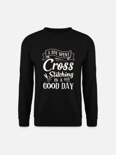 Ein Tag Kreuzstich Sticken - Unisex Pullover - Schwarz