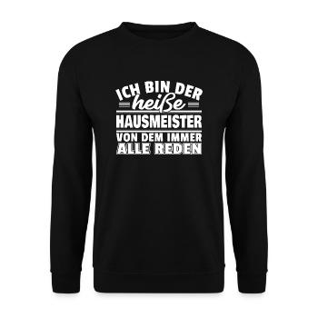 Heißer Hausmeister - Unisex Pullover - Schwarz - Vorne - Alina (178cm) & Michal (187cm)