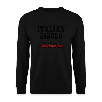 Men's Party Holiday T-Shirt ITALIAN Gigolo - Unisex Sweatshirt - black - Front - Alina (178cm) & Michal (187cm)