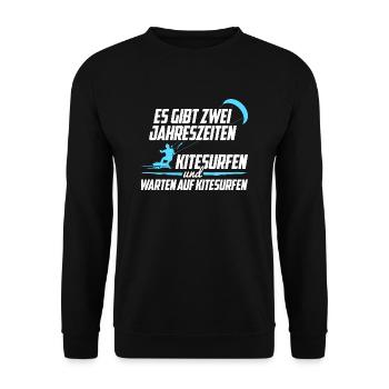 Kitesurfen Jahreszeiten - Unisex Pullover - Schwarz - Vorne - Alina (178cm) & Michal (187cm)