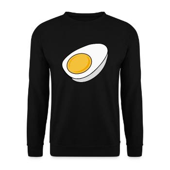 Ei gekocht zur Hälfte geteilt - Unisex Pullover - Schwarz - Vorne - Alina (178cm) & Michal (187cm)