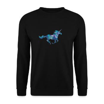 Eisblaues Einhorn sucht einen neues Besitzer - Unisex Pullover - Schwarz - Vorne - Alina (178cm) & Michal (187cm)