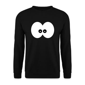 Lustige Comic Augen Kulleraugen Kinder Geschenk - Unisex Pullover - Schwarz - Vorne - Alina (178cm) & Michal (187cm)