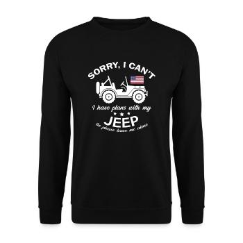 Désolé, je ne peux pas planifier avec ma Jeep - Sweat-shirt Unisexe - noir - Devant - Alina (178cm) & Michal (187cm)