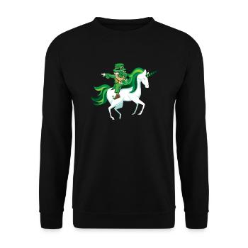 St. Patrick's unicorn dab leprechaun gift funny - Unisex Sweatshirt - black - Front - Alina (178cm) & Michal (187cm)