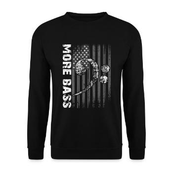 Großer Bassschlüssel auf Flagge - Unisex Pullover - Schwarz - Vorne - Alina (178cm) & Michal (187cm)