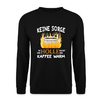 In der Hölle bleibt der Kaffee warm - Unisex Pullover - Schwarz - Vorne - Alina (178cm) & Michal (187cm)