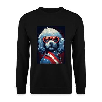 Cooler Pudel mit Sonnenbrille - Unisex Pullover - Schwarz - Vorne - Alina (178cm) & Michal (187cm)