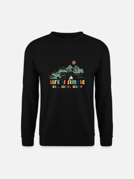 Life is simple. Eat. Sleep. Camp - Unisex Sweatshirt - black