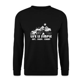 Das Leben ist einfach. Liebe Camping - Unisex Pullover - Schwarz - Vorne - Alina (178cm) & Michal (187cm)
