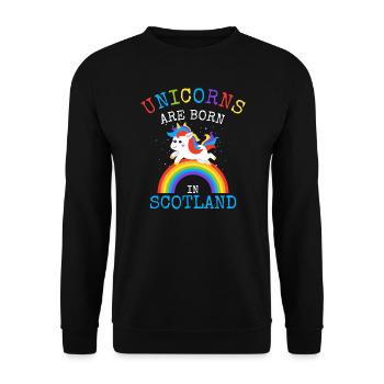 Les licornes sont nées en Écosse.Scottish Unicorn Kid - Sweat-shirt Unisexe - noir - Devant - Alina (178cm) & Michal (187cm)