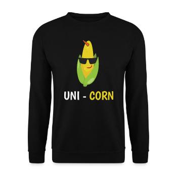 Lustige Zuckermais Uni-Mais Maiz Geschenkidee - Unisex Pullover - Schwarz - Vorne - Alina (178cm) & Michal (187cm)