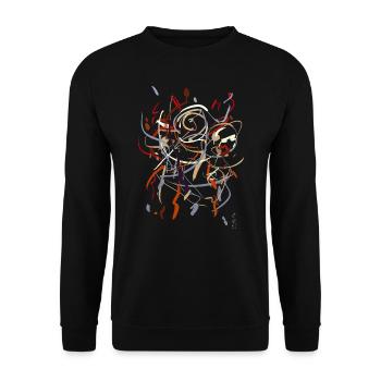 Abstrakt Malerei - Unisex Pullover - Schwarz - Vorne - Alina (178cm) & Michal (187cm)