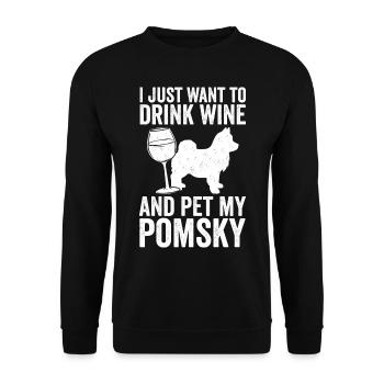 Drôle de chien Pomsky Maman Et Papa Et - Sweat-shirt Unisexe - noir - Devant - Alina (178cm) & Michal (187cm)