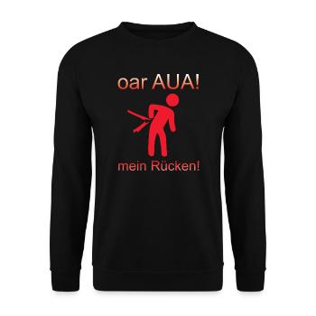 Rücken Rückenschmerzen Schmerzen Bauarbeiter - Unisex Pullover - Schwarz - Vorne - Alina (178cm) & Michal (187cm)