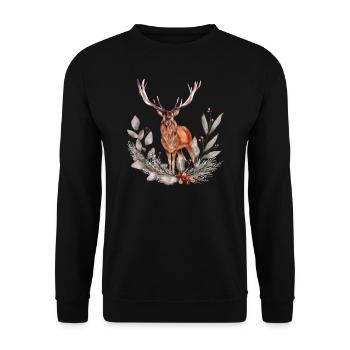 Cerf rouge bois bois chasseurs amoureux de la nature - Sweat-shirt Unisexe - noir - Devant - Alina (178cm) & Michal (187cm)