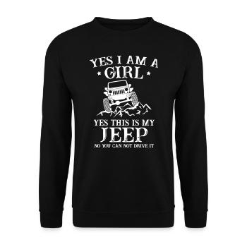 Yes I am a Girl Yes This is My Jeeps - Unisex Sweatshirt - black - Front - Alina (178cm) & Michal (187cm)