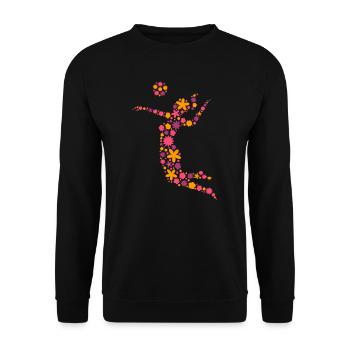 Volleyballerin Mädchen Volleyball Spielerin Blumen - Unisex Pullover - Schwarz - Vorne - Alina (178cm) & Michal (187cm)