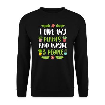 Lustige Gartenarbeit Ich mag meine Pflanzen Gärtnerpflanze - Unisex Pullover - Schwarz - Vorne - Alina (178cm) & Michal (187cm)