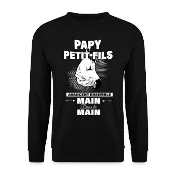 Papy et fils avance ensemble main dans la main - Sweat-shirt Unisexe - noir - Devant - Alina (178cm) & Michal (187cm)