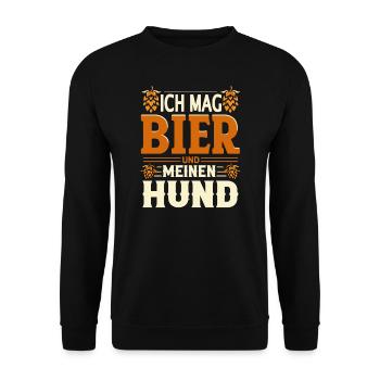 Ich mag Bier und meinen Hund - Unisex Pullover - Schwarz - Vorne - Alina (178cm) & Michal (187cm)