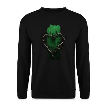 Dornenhingabe: Herzförmiger Dornenzweig - Unisex Pullover - Schwarz - Vorne - Alina (178cm) & Michal (187cm)