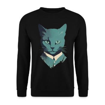 Costume de chat élégant : Art félin bleu - Sweat-shirt Unisexe - noir - Devant - Alina (178cm) & Michal (187cm)