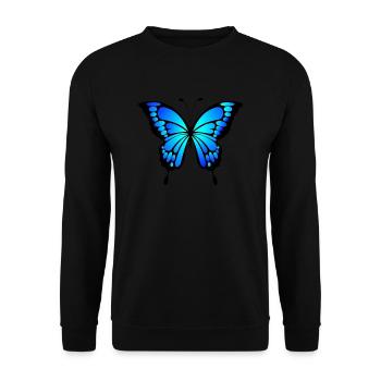 Blauer Schmetterling Geschenk idee - Unisex Pullover - Schwarz - Vorne - Alina (178cm) & Michal (187cm)