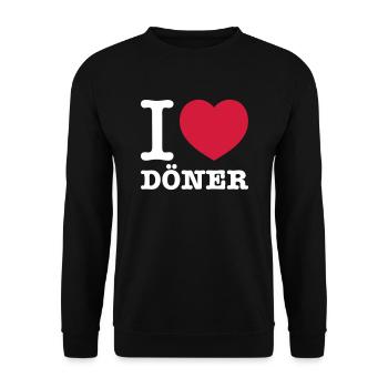 I LOVE DÖNER - Unisex Pullover - Schwarz - Vorne - Alina (178cm) & Michal (187cm)
