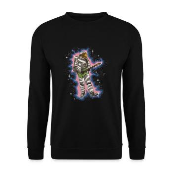 Astronaut Guitarist - Space Guitar - Unisex Sweatshirt - black - Front - Alina (178cm) & Michal (187cm)
