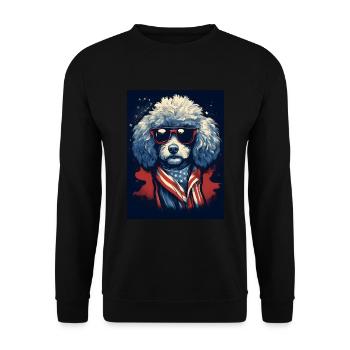 Cooler Pudel mit Sonnenbrille - Unisex Pullover - Schwarz - Vorne - Alina (178cm) & Michal (187cm)