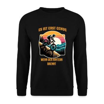 Es ist erst genug wenn der Hintern brennt Fahrrad - Unisex Pullover - Schwarz - Vorne - Alina (178cm) & Michal (187cm)