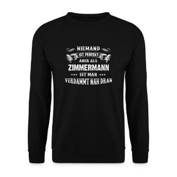 Männer-T-Shirt Beruf Zimmermann - Unisex Pullover - Schwarz - Vorne - Alina (178cm) & Michal (187cm)