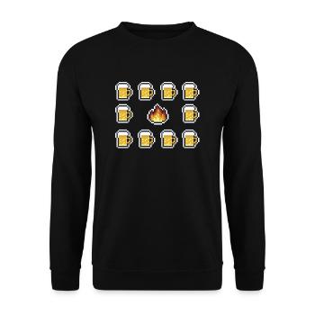 bier brand durst pixel art pop art icon löschen LO - Unisex Pullover - Schwarz - Vorne - Alina (178cm) & Michal (187cm)