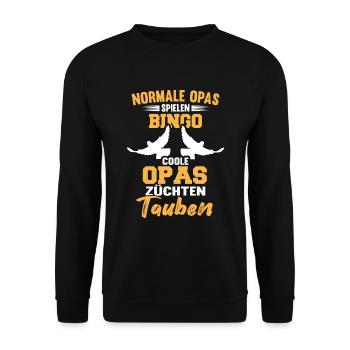 Taubenzüchter Opa Bingo Brieftauben Tauben - Unisex Pullover - Schwarz - Vorne - Alina (178cm) & Michal (187cm)