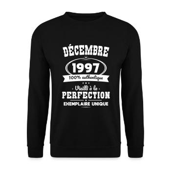 Anniversaire 25 ans - Décembre 1997 Perfection - Sweat-shirt Unisexe - noir - Devant - Alina (178cm) & Michal (187cm)
