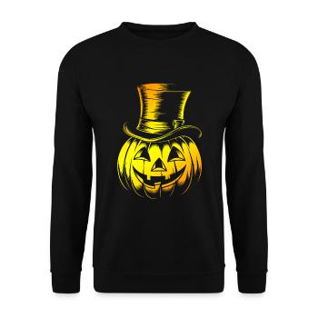 Citrouille d’Halloween avec dessin au trait de chapeau haut de forme - Sweat-shirt Unisexe - noir - Devant - Alina (178cm) & Michal (187cm)